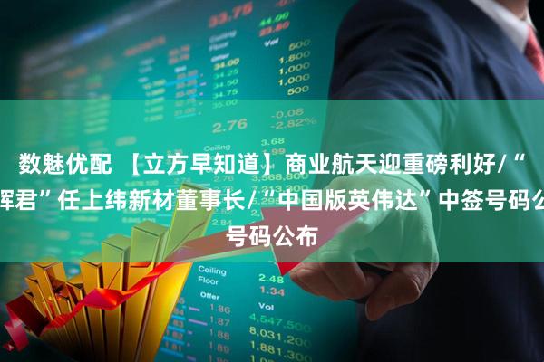 数魅优配 【立方早知道】商业航天迎重磅利好/“稚晖君”任上纬新材董事长/“中国版英伟达”中签号码公布